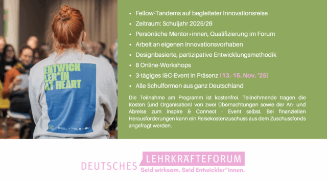 Auszug aus dem Programmflyer mit zentralen Infos zum Event "Deutsches Lehrkräfteforum"