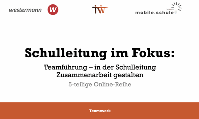 Titel des fünfmoduligen Online-Events für Schulleitungen