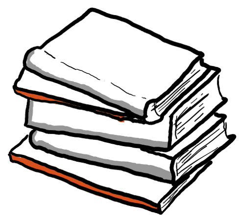 gezeichnetes Bild von einem Bücherstapel