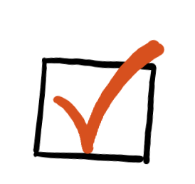 gezeichnetes Bild eines Häkchens in einer Box