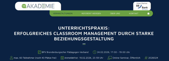 Event-Übersicht Classroom-Management